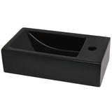 Basin with Faucet Hole Rectangular Ceramic Black 46x25.5x12 cm 142738