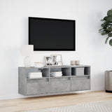 TV Wall Cabinet with LED Lights Concrete Grey 130x31x45 cm 852344