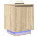 ZNTS Bedside Cabinet with LED Lights Sonoma Oak 38x34x50 cm 861269