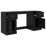Desk with Cabinet Black Oak 154.5 x 50 x 75 cm Engineered Wood 3402679