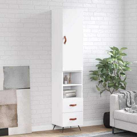 Highboard White 34.5x34x180 cm Engineered Wood 3198889