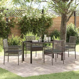 Garden Dining Set with Cushion 5 pcs Grey Poly rattan 3379879