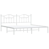 Metal Bed Frame without Mattress with Headboard White 200x200cm 353495