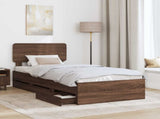 Bed Frame with Drawer Brown Oak 100 x 200 cm Engineered Wood 3412219