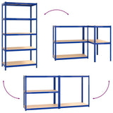 5-Layer Shelves 2 pcs Blue Steel&Engineered Wood 3154195