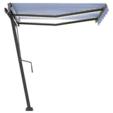 Manual Retractable Awning with LED 300x250 cm Blue and White 3069701