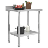 Kitchen Work Table with Backsplash 80x60x93 cm Stainless Steel 51187