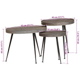 Coffee Table 3 pcs Silver Engineered Wood 373641