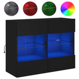 TV Wall Cabinet with LED Lights Black 78.5x30x60.5 cm 837100