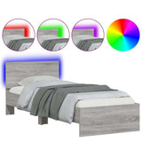 Bed Frame without Mattress with LED Lights Grey Sonoma 90x190 cm Single 838839