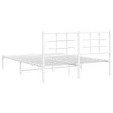 Metal Bed Frame without Mattress with Headboard White 150x200cm 355612