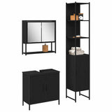 Bathroom Furniture Set with Door 3 pcs Black 33 x 33 x 185.5 cm 3334362