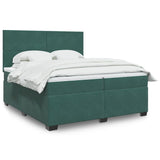 Box Spring Bed with Mattress Dark Green 200x200 cm Velvet 3290999