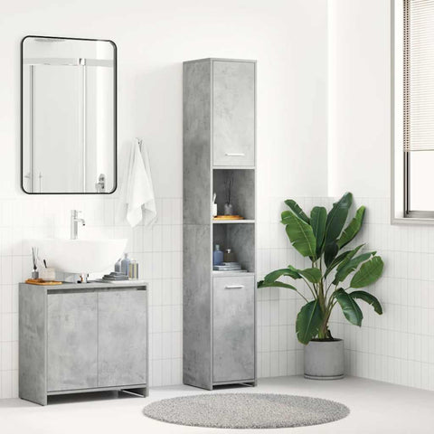 Bathroom Cabinet Concrete Grey 30x30x183.5 cm Engineered Wood 802601