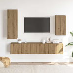 ZNTS 4 Piece TV Cabinet Set Wall-mounted Artisan Oak Engineered Wood 3329152