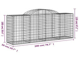 Arched Gabion Baskets 50 pcs 200x50x100/120 cm Galvanised Iron 3146339