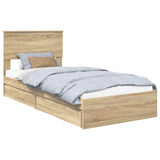 Storage Bed with Drawer Sonoma Oak 90 x 200 cm Engineered Wood 3410835