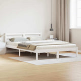 Bed Frame White 225.5 x 145.5 x 69.5 cm Solid Pine Wood 869781