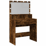 Dressing Table with LED Smoked Oak 80x41x134.5 cm 848189