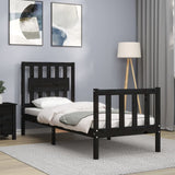 Bed Frame without Mattress Black Small Single Solid Wood Pine 3192390