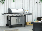 Gas Barbecue Grill 41 Burner Garden Smoker BBQ Trolley w/ Side Burner Warming Rack Side Shelves T3398P315386