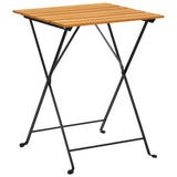 Bistro Table And Chair Brown and Black Solid Acacia Wood Medium 313157