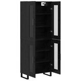 Highboard 2 pcs Black Oak Engineered Wood and Glass 3403197