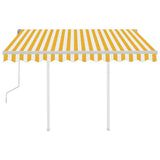 3069918 Manual Retractable Awning with Posts 3,5x2,5 m Yellow and White