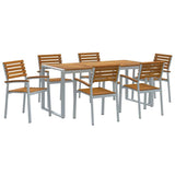 Garden Dining Set 7 pcs Grey and brown Solid acacia wood 3284364