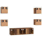 TV Cabinet Set Wall-mounted 6 pcs Old Wood Engineered Wood 3393141