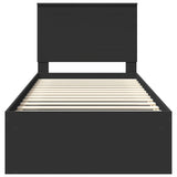 Bed Frame with Headboard Black 90 x 190 cm Solid Pine Wood 3409400