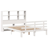 ZNTS Bookcase Bed without Mattress White 140x190cm Solid Wood Pine 3322750