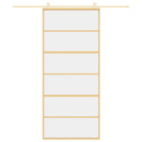Sliding Door Gold 90x205 cm Clear ESG Glass and Aluminium 155161