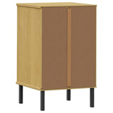Bedside Cabinet with Metal Legs Brown Solid Wood Pine OSLO 350976