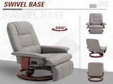 360&deg Swivel Recliner Chair with Footstool, Manual Recliner Armchair with Wooden Base, Faux T3398P328115