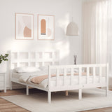 Bed Frame without Mattress White Small Double Solid Wood Pine 3192982