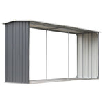 ZNTS Garden Log Storage Shed Galvanised Steel 330x92x153 cm Grey 44860
