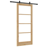 Sliding Door Natural 86 x 198.5 cm Solid Pine Wood and Glass 3332283