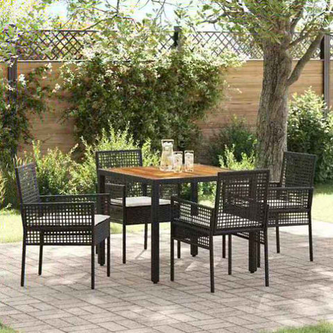 Garden Dining Set 5 pcs Black Poly rattan 3334902