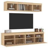 5 Piece TV Wall Units with LED Sonoma Oak Engineered Wood 3216720