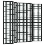 Folding 5-Panel Room Divider Japanese Style 200x170 cm Black 352081