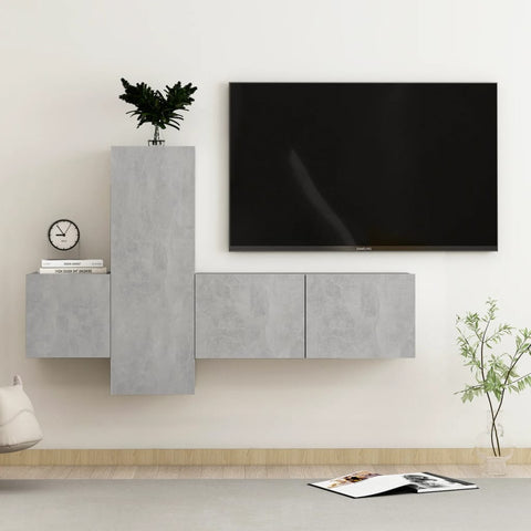 3 Piece TV Cabinet Set Concrete Grey Engineered Wood 3079074