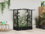 Raised Bed with Trellis and Roof Black 124 x 40 x 125 cm PP 42032527