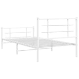 Metal Bed Frame without Mattress with Footboard White 107x203cm 355624