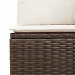2 Piece Garden Sofa Set with Cushions Brown Poly Rattan Acacia 3325239