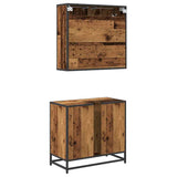 Bathroom Furniture Set with Door 2 pcs Old Wood Engineered Wood 3402402