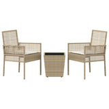 Garden Bistro Set 3 pcs Beige Poly rattan 3334959