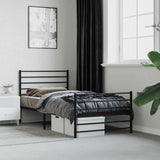 Metal Bed Frame without Mattress with Footboard Black 90x200cm 352330