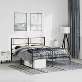 Metal Bed Frame without Mattress with Footboard Black 150x200cm 372297