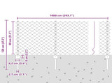Chainlink Fence with Post 10 x 0.8 m PVC-Coated Steel Grey Mesh 3336267